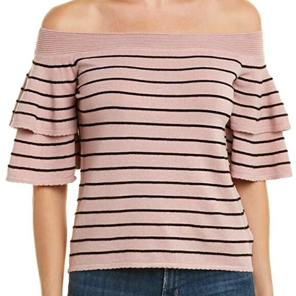 BB DAKOTA PYT Ruffle Sleeve Off the Shoulder Top S - Picture 3 of 4